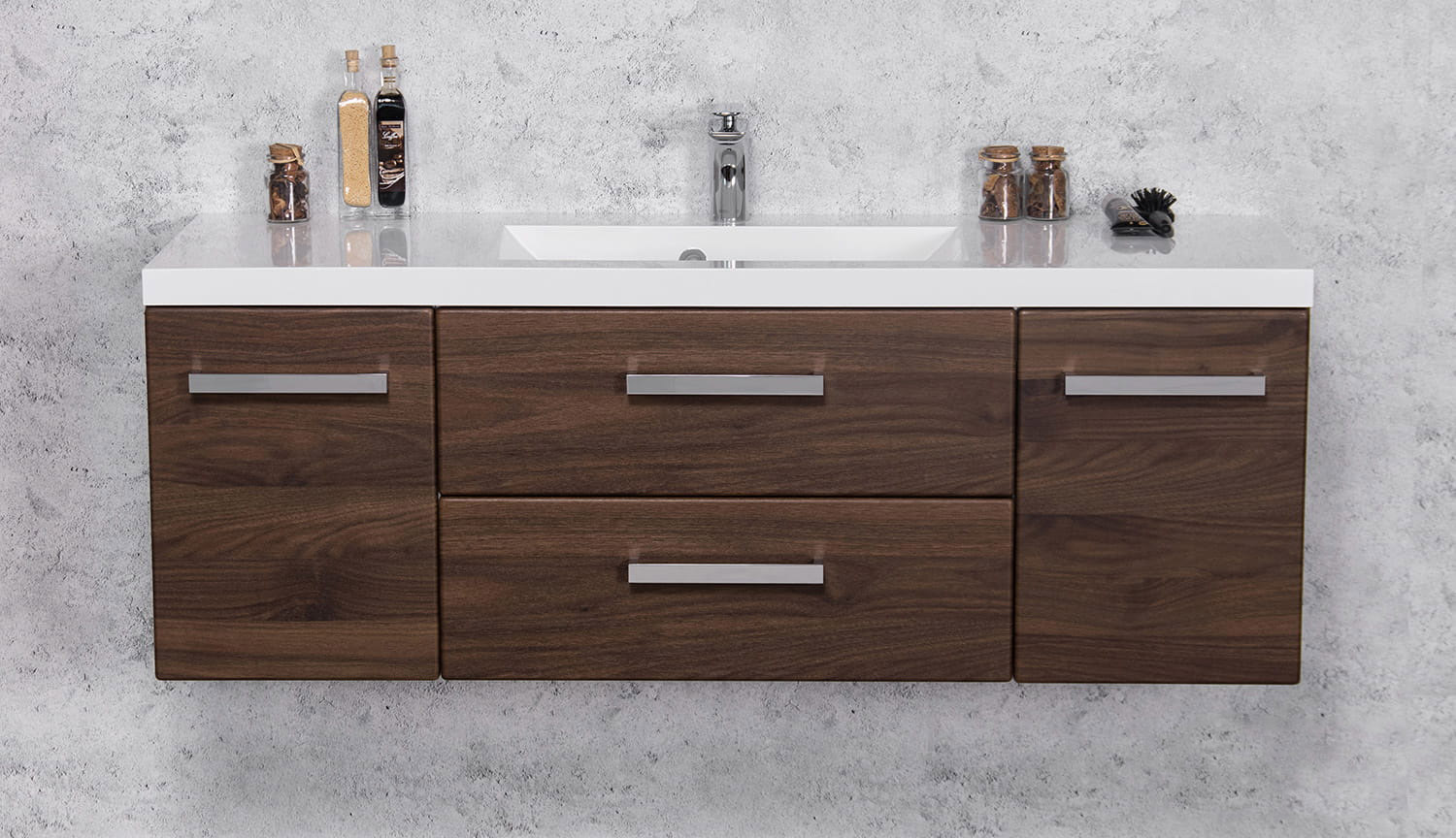 Badmöbel Genua, Breite 120 cm, dunkelnuss, Waschtisch mit Unterschrank, montiert
