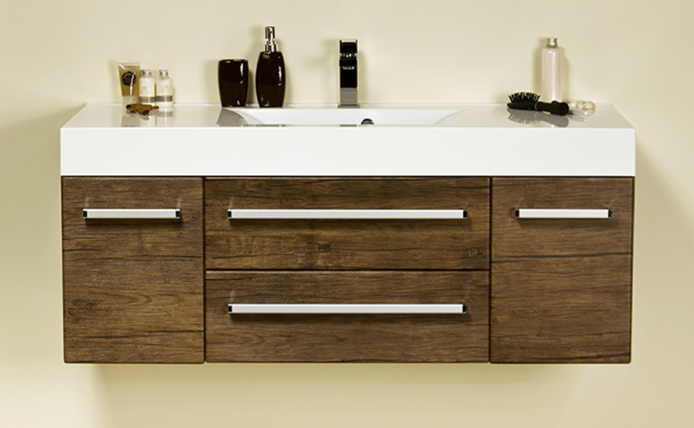 Badmöbel Zeno, Breite 120 cm, Holzdekor antik, Waschtisch mit Unterschrank (montiert)