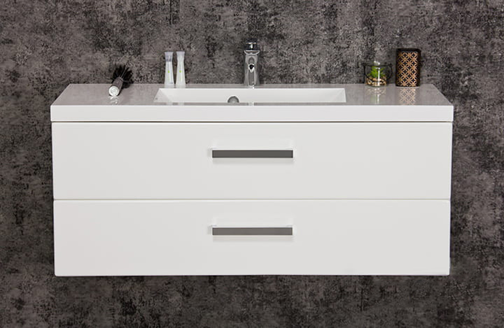 Badmöbel GENUA 100 cm, Waschtisch mit Waschtischunterschrank, montiert