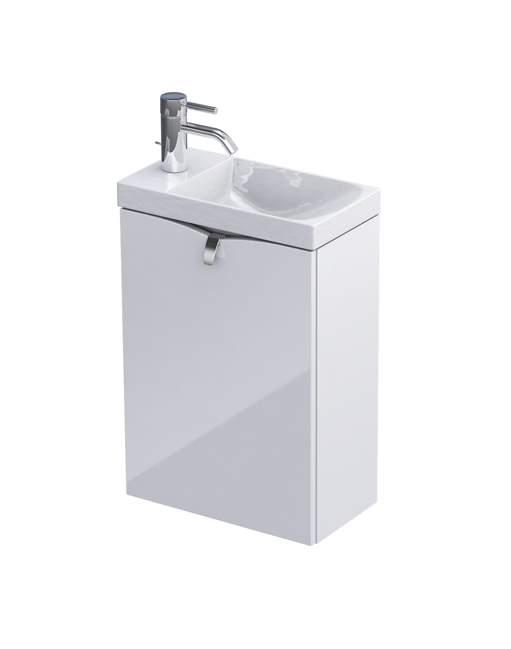Gäste-WC Möbel SIENA, Breite 40 cm, weiß, Keramikwaschtisch, vormontiert