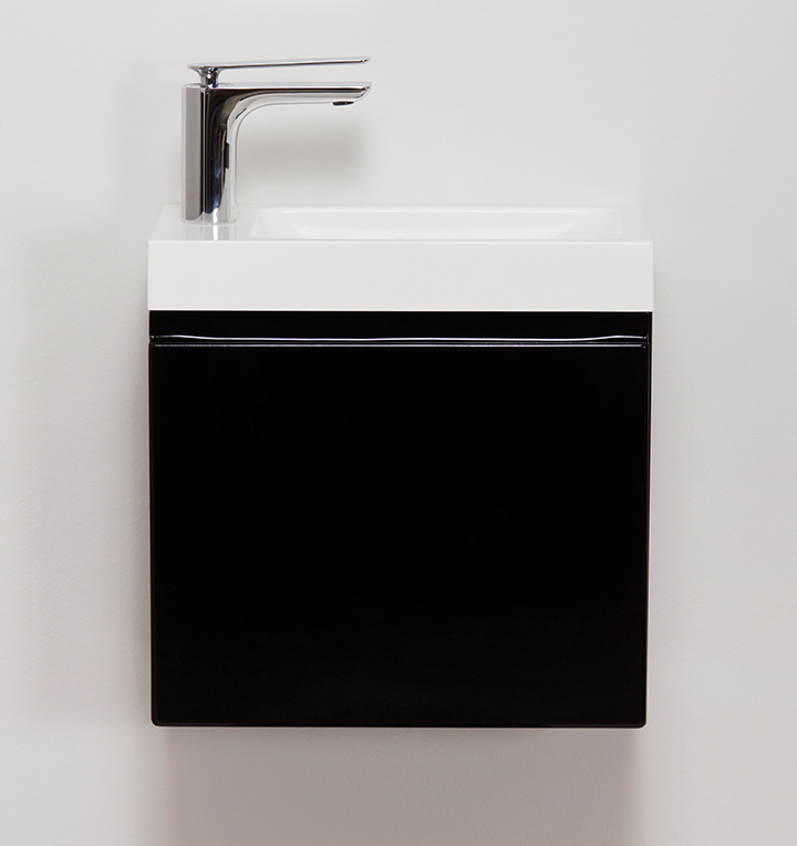 Badmöbel Gäste-WC FAROS Breite 40 cm, schwarz, Waschbeckenunterschrank montiert 