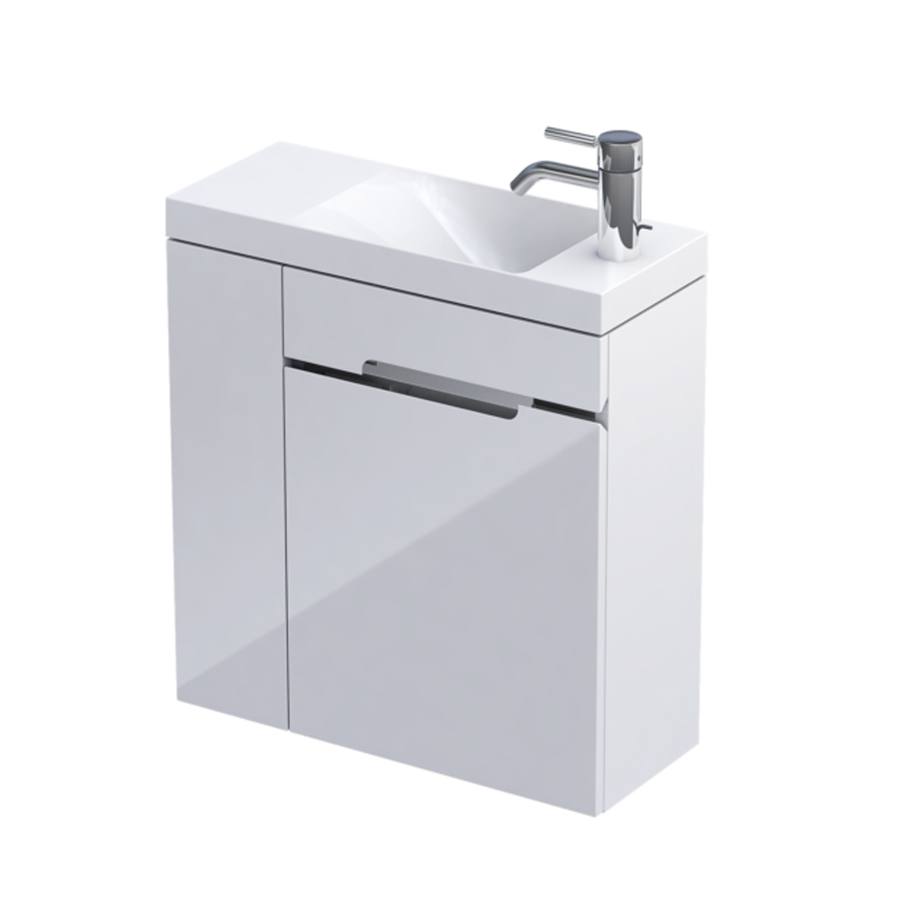 Gäste-WC Möbel Sivas, Breite 55 cm, weiß glänzend