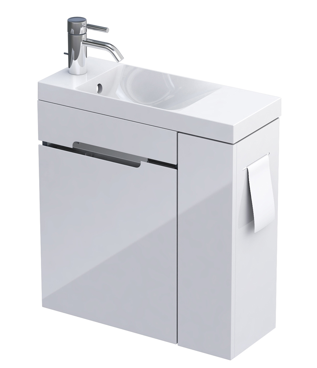Gäste-WC Möbel Sivas, Breite 55 cm, weiß glänzend