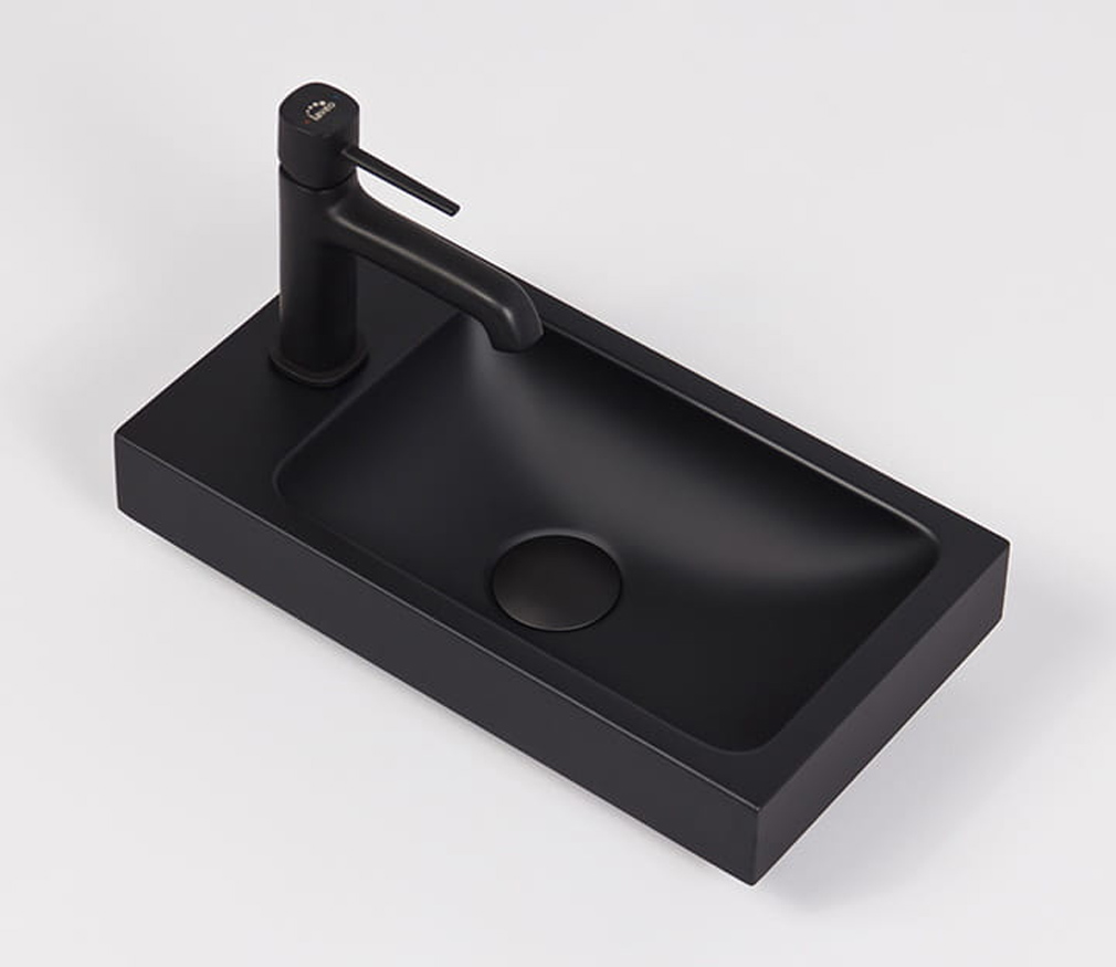 Waschbecken schwarz matt, B 40x H 5,5 x T 22 cm