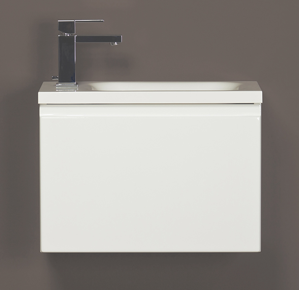 Badmöbel Gäste-WC FAROS Breite 50 cm, weiß, Waschbeckenunterschrank montiert 